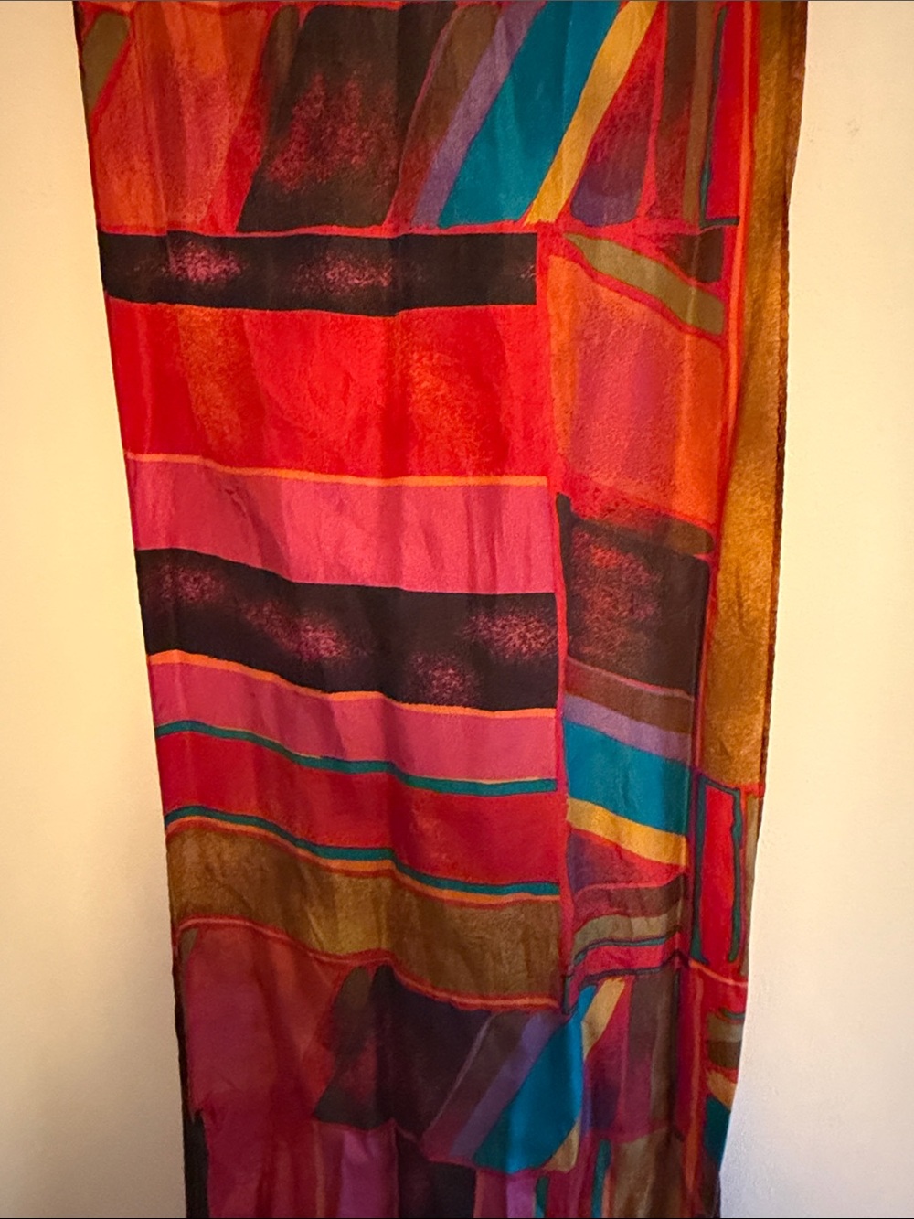 Silk scarf -Red Pink Accent